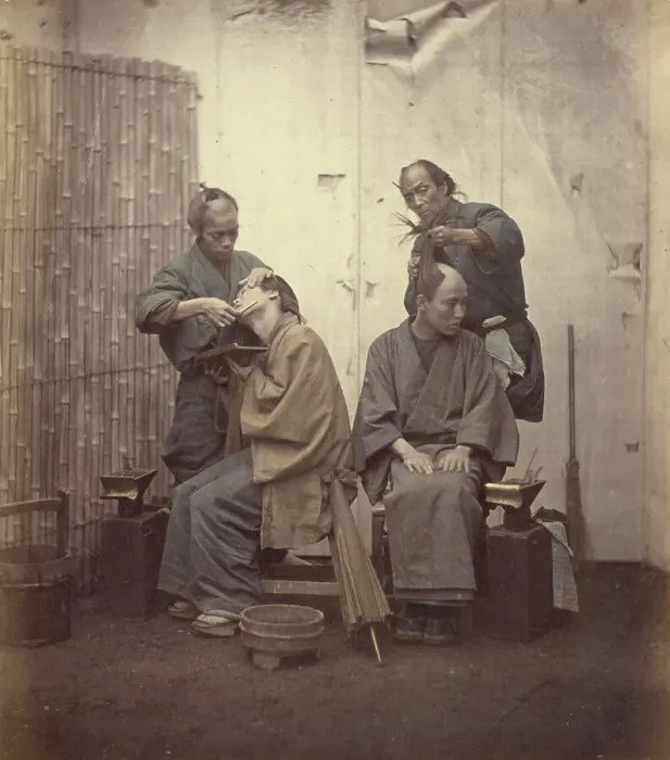 Framed Print : Barbers, 1868. Creator: Felice Beato Framed Print : Barbers, 1868. Creator: Felice Beato