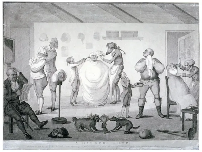 Framed Print : A barbers shop, 1784 Framed Print : A barbers shop, 1784