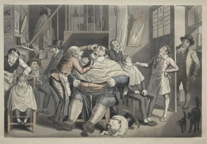 Framed Print : A Barbers Shop. Creator: Unknown Framed Print : A Barbers Shop. Creator: Unknown