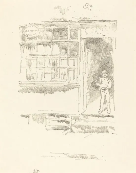 Framed Print : The Barbers Shop in the Mews, 1896. Creator: James Abbott McNeill Whistler Framed Print : The Barbers Shop in the Mews, 1896. Creator: James Abbott McNeill Whistler