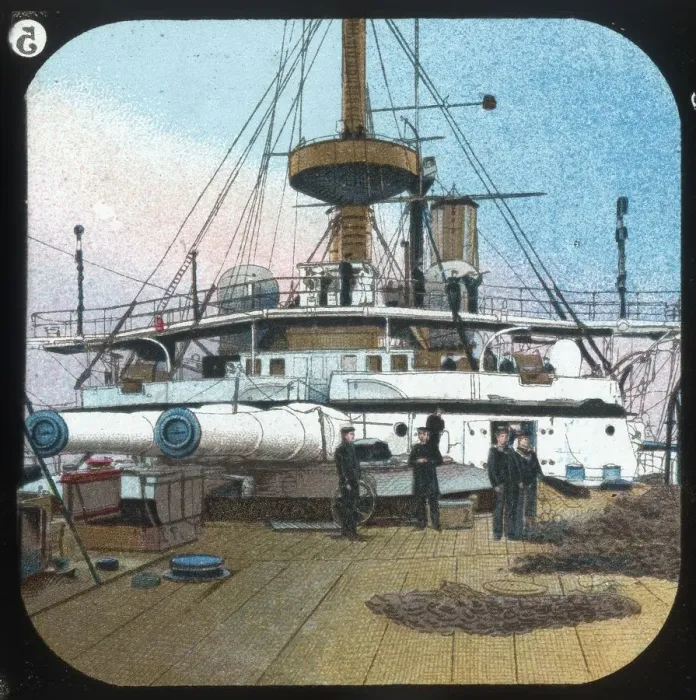 Framed Print : After Barbette -- H. M. S. Revenger, c1900. Creator: Unknown Framed Print : After Barbette -- H. M. S. Revenger, c1900. Creator: Unknown