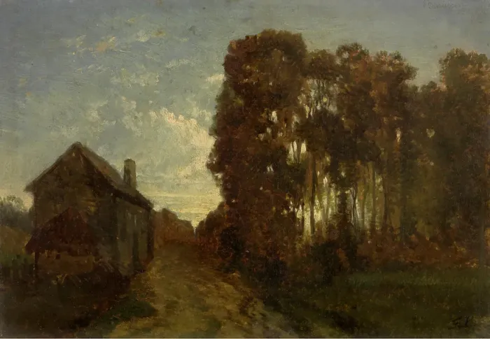 Framed Print : Barbizon at Dusk, 1853. Creator: Jean Pierre Francois Lamoriniere Framed Print : Barbizon at Dusk, 1853. Creator: Jean Pierre Francois Lamoriniere