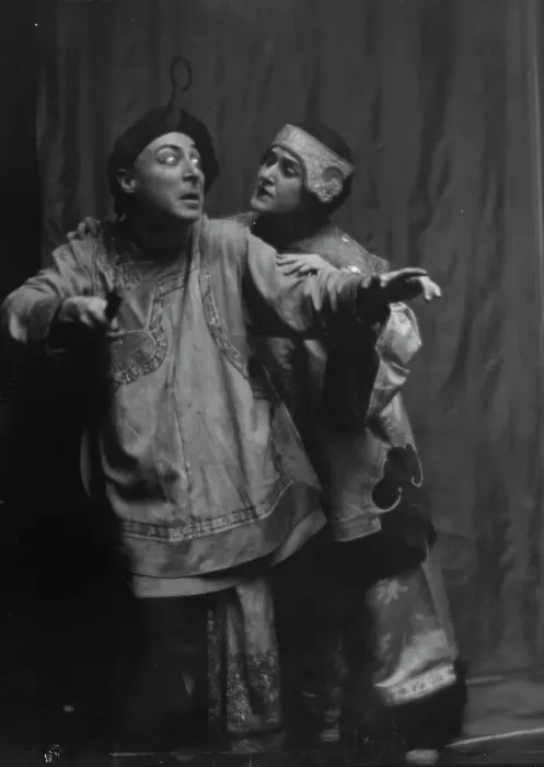 Framed Print : Barbour, Grace A. Miss, and J. Arthur Young, in costume as Suey Sin Fah and Lee Sin... 1913 Feb. Creator: Arnold Genthe Framed Print : Barbour, Grace A. Miss, and J. Arthur Young, in costume as Suey Sin Fah and Lee Sin... 1913 Feb. Creator: Arnold Genthe