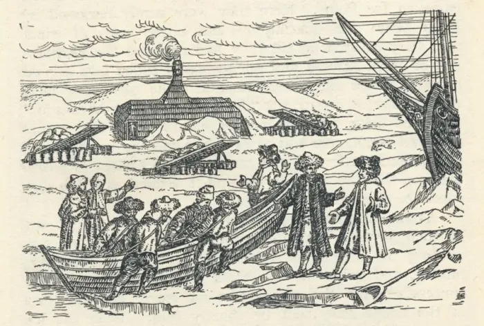 Framed Print : Barents in the Arctic: Hut wherein we wintered, (1598), 1912. Artist: Gerrit de Veer Framed Print : Barents in the Arctic: Hut wherein we wintered, (1598), 1912. Artist: Gerrit de Veer