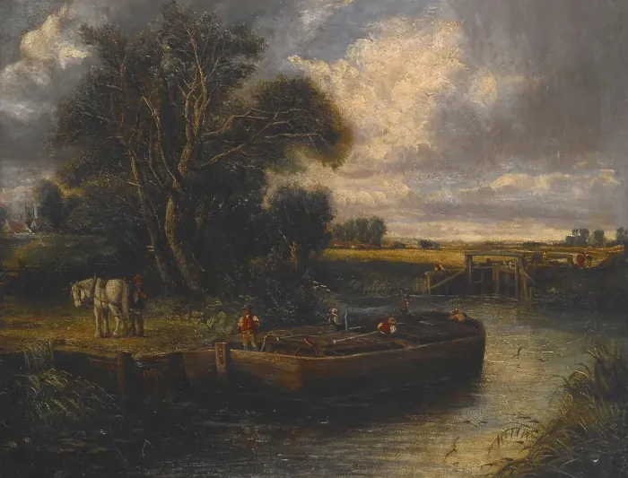 Framed Print : Barge on the Canal, c1800-1837. Creator: John Constable Framed Print : Barge on the Canal, c1800-1837. Creator: John Constable
