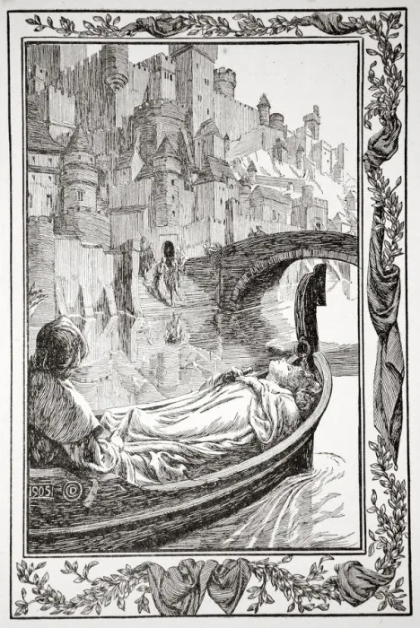 Framed Print : The Barge floated down the River, 1905. Artist: Dora Curtis Framed Print : The Barge floated down the River, 1905. Artist: Dora Curtis