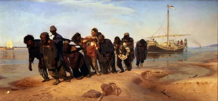 Framed Print : Barge Haulers on the Volga, 1872-1873. Artist: Repin, Ilya Yefimovich (1844-1930) Framed Print : Barge Haulers on the Volga, 1872-1873. Artist: Repin, Ilya Yefimovich (1844-1930)