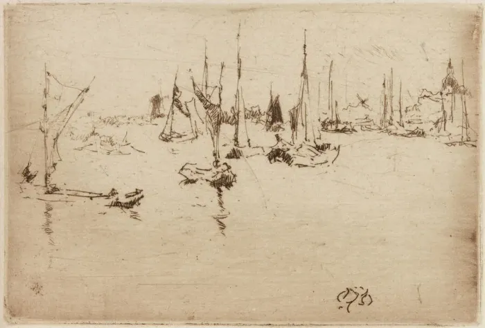 Framed Print : Barges, Dordrecht, 1884. Creator: James Abbott McNeill Whistler Framed Print : Barges, Dordrecht, 1884. Creator: James Abbott McNeill Whistler