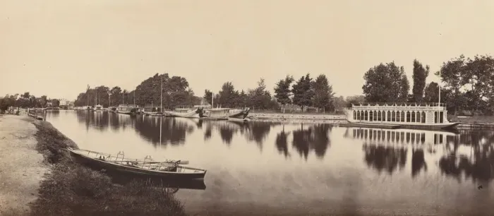 Framed Print : Barges at Oxford, 1862. Creator: Victor A Prout Framed Print : Barges at Oxford, 1862. Creator: Victor A Prout