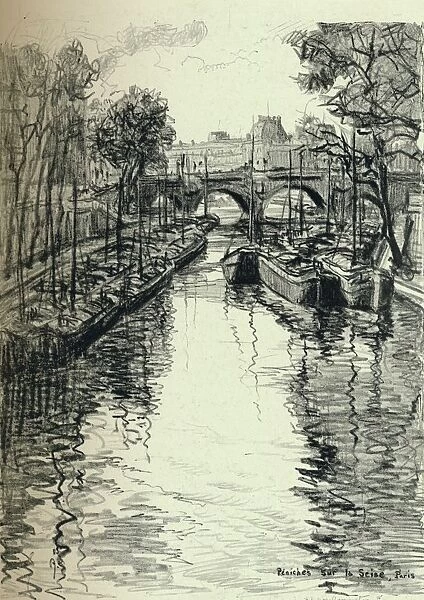 Barges on the Seine, 1915. Artist: Frank Milton Armington