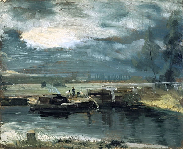 Barges on the Stour, with Dedham Church in the Distance, 1811. Artist: John Constable