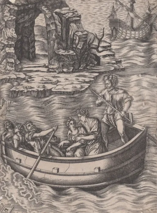 Framed Print : The Bark, ca. 1514-36. Creator: Agostino Veneziano Framed Print : The Bark, ca. 1514-36. Creator: Agostino Veneziano