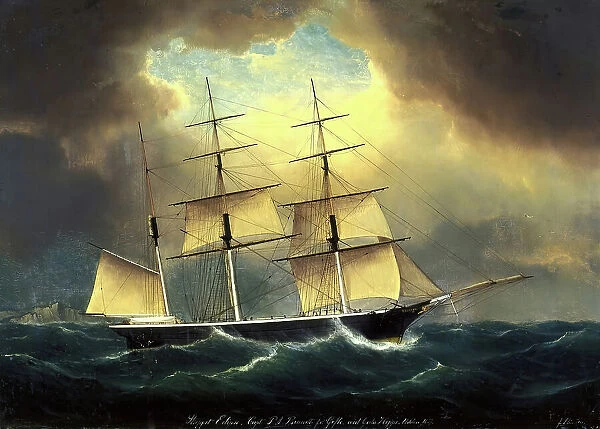 Bark Ship Eclipse, 1857. Creator: Franz Hunten
