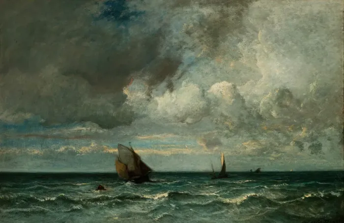 Framed Print : Barks Fleeing Before the Storm, 1870 / 75. Creator: Jules Dupré Framed Print : Barks Fleeing Before the Storm, 1870 / 75. Creator: Jules Dupré