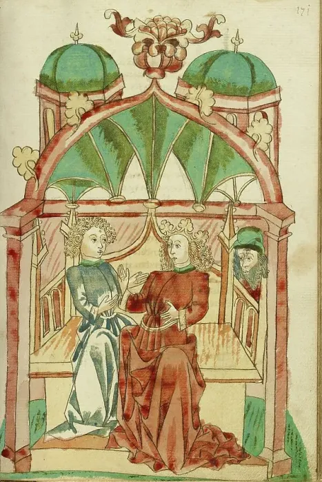 Framed Print : Barlaam Instructing Josaphat in the Christian Doctrine; Barlaam und Josaphat, 1469. Creators: Hans Schilling, Diebolt Lauber Framed Print : Barlaam Instructing Josaphat in the Christian Doctrine; Barlaam und Josaphat, 1469. Creators: Hans Schilling, Diebolt Lauber
