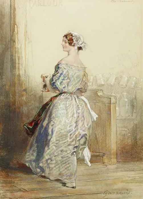 Framed Print : The Barmaid, 1847-1851. Creator: Paul Gavarni Framed Print : The Barmaid, 1847-1851. Creator: Paul Gavarni