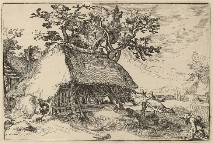 Framed Print : A Barn, 1620. Creator: Claes Jansz Visscher Framed Print : A Barn, 1620. Creator: Claes Jansz Visscher