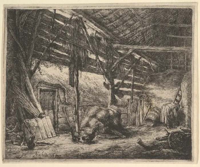 Framed Print : The Barn, 1647. Creator: Adriaen van Ostade Framed Print : The Barn, 1647. Creator: Adriaen van Ostade