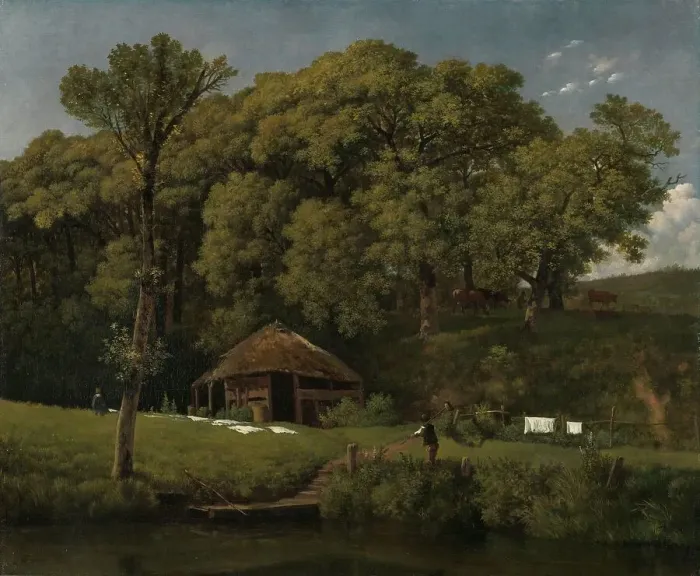 Framed Print : A Barn on the Bank of a Stream in Gelderland, c.1805-c.1810. Creator: Wouter Johannes van Troostwijk Framed Print : A Barn on the Bank of a Stream in Gelderland, c.1805-c.1810. Creator: Wouter Johannes van Troostwijk