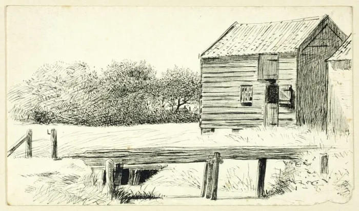 Framed Print : Barn and Bridge, n. d. Creator: Henry Stacy Marks Framed Print : Barn and Bridge, n. d. Creator: Henry Stacy Marks