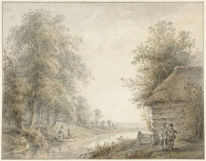 Framed Print : Barn by a canal on the edge of a forest, 1745-1795. Creator: Jacobus Versteegen Framed Print : Barn by a canal on the edge of a forest, 1745-1795. Creator: Jacobus Versteegen