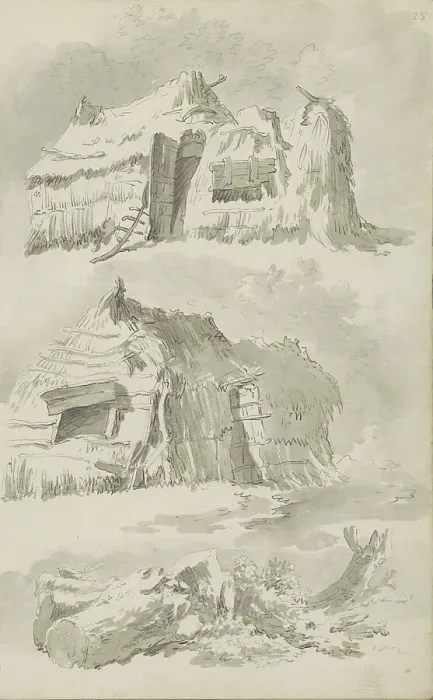 Framed Print : Barn and felled trees, c.1780-c.1800. Creator: Bernhard Heinrich Thier Framed Print : Barn and felled trees, c.1780-c.1800. Creator: Bernhard Heinrich Thier