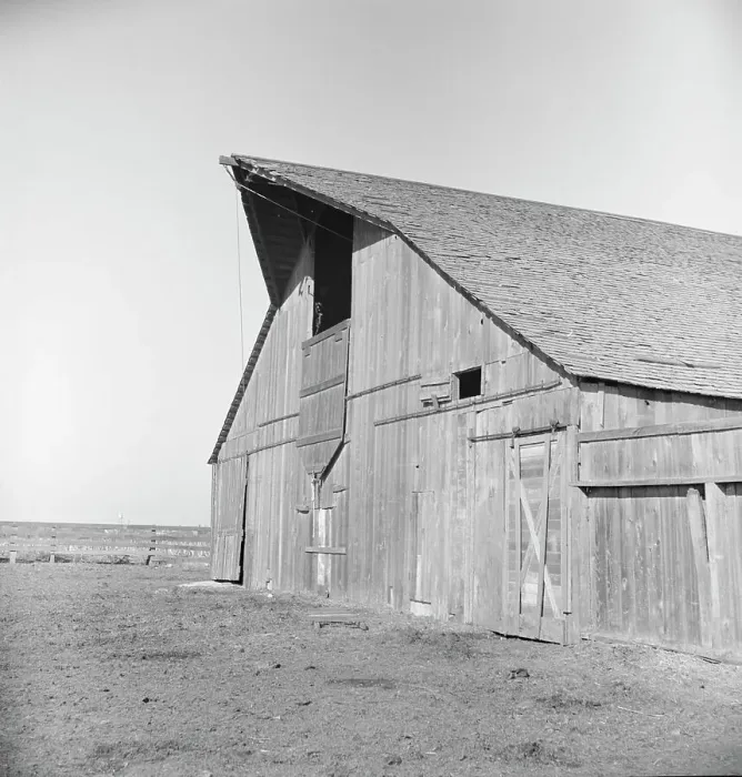 Framed Print : Barn of FSA tenant purchase client, near Manteca, California, 1938. Creator: Dorothea Lange Framed Print : Barn of FSA tenant purchase client, near Manteca, California, 1938. Creator: Dorothea Lange