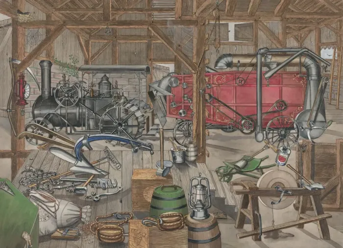 Framed Print : Barn Gangway, 1935 / 1942. Creator: Perkins Harnly Framed Print : Barn Gangway, 1935 / 1942. Creator: Perkins Harnly