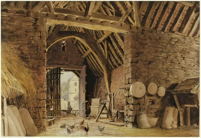 Framed Print : A Barn Interior, 1830 / 35. Creator: William Henry Hunt