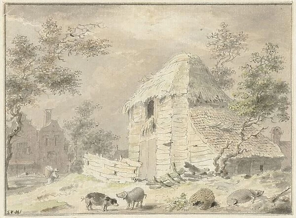 Barn with some pigs, 1700-1800. Creator: Samuel van Huls