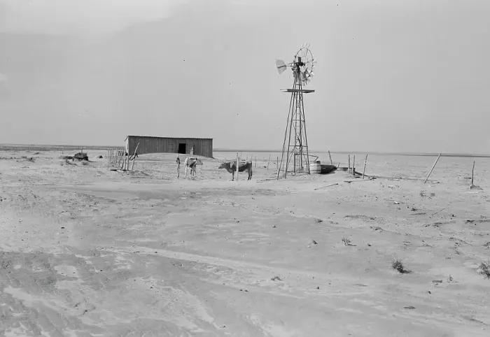 Framed Print : Barn and shed of farm in the Texas Panhandle, near Boise City, Texas, 1938. Creator: Dorothea Lange Framed Print : Barn and shed of farm in the Texas Panhandle, near Boise City, Texas, 1938. Creator: Dorothea Lange
