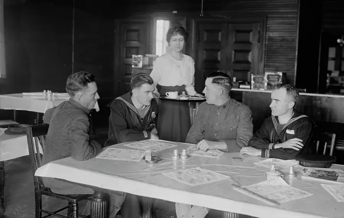 Framed Print : Barnard Canteen, 1918 or 1919. Creator: Bain News Service Framed Print : Barnard Canteen, 1918 or 1919. Creator: Bain News Service