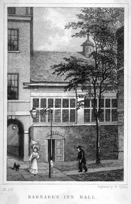 Framed Print : Barnards Inn, City of London, c1830. Artist: W Symms Framed Print : Barnards Inn, City of London, c1830. Artist: W Symms