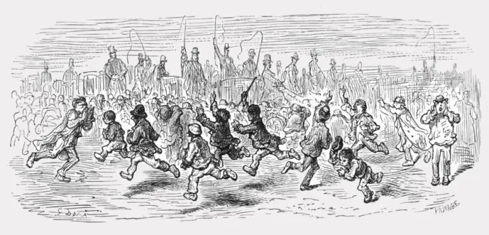 Framed Print : Barnes Common - Calling the Carriages, 1872. Creator: Gustave Doré
