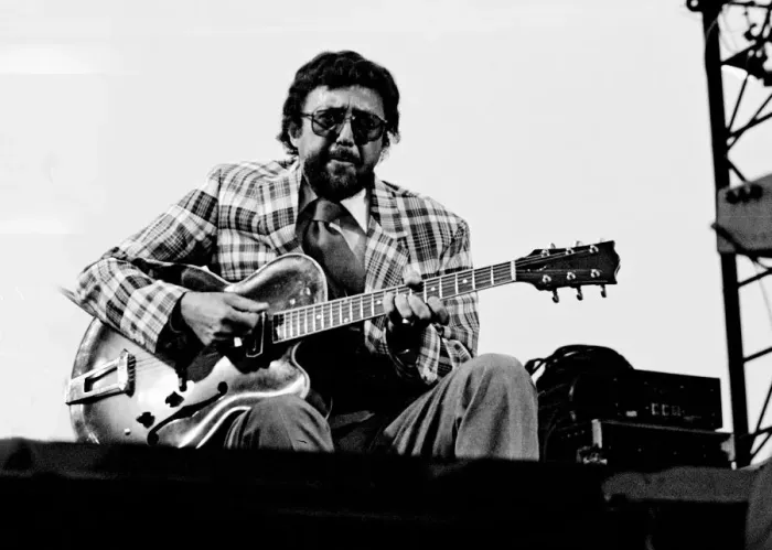 Framed Print : Barney Kessel, Capital Jazz Festival, Knebworth, Herts, July 1982. Artist: Brian O Connor Framed Print : Barney Kessel, Capital Jazz Festival, Knebworth, Herts, July 1982. Artist: Brian O Connor