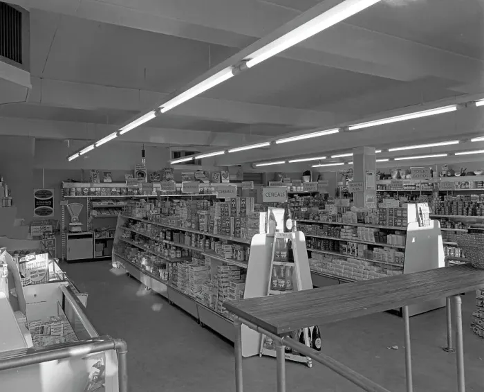Framed Print : Barnsley Co-op, Kendray branch interior, Barnsley, South Yorkshire, 1961. Artist Framed Print : Barnsley Co-op, Kendray branch interior, Barnsley, South Yorkshire, 1961. Artist