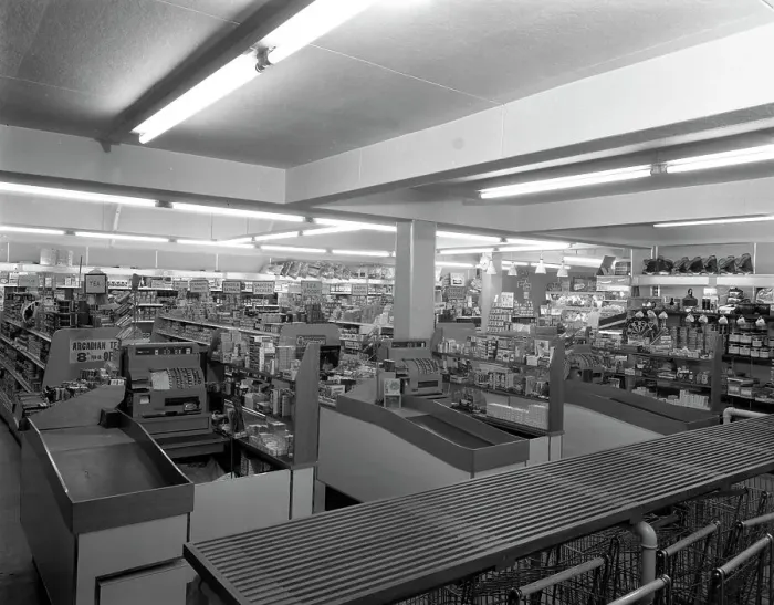 Framed Print : Barnsley Co-op, Park Road branch interior, South Yorkshire, 1961 Framed Print : Barnsley Co-op, Park Road branch interior, South Yorkshire, 1961