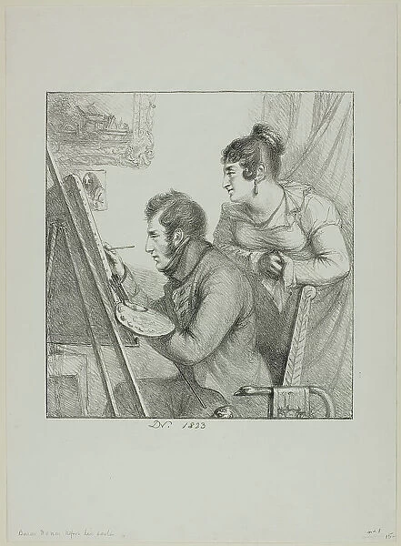 Baron Denon before his Easel, 1823. Creator: Vivant Denon