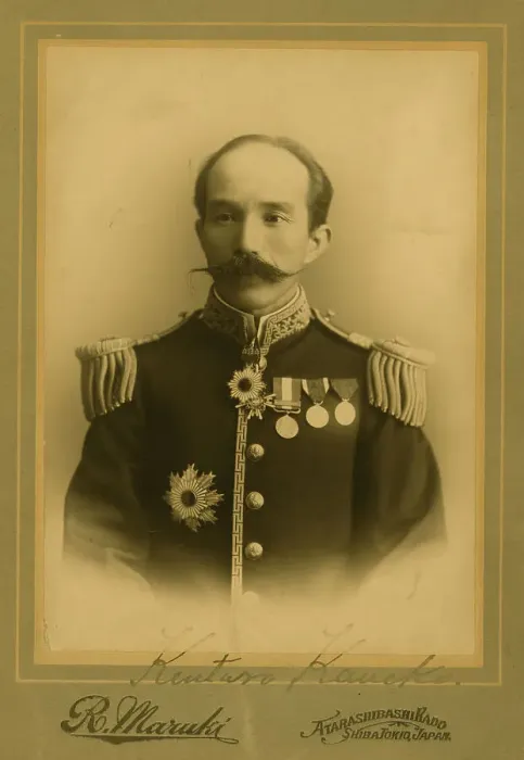 Framed Print : Baron Kentaro Kaneko, half-length portrait, in uniform, facing front graphic / , c1905. Creator: Maruki Riyo Framed Print : Baron Kentaro Kaneko, half-length portrait, in uniform, facing front graphic / , c1905. Creator: Maruki Riyo