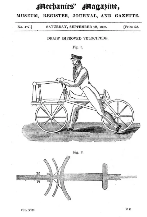 Framed Print : Baron von Draiss bicycle (Draisienne). Exhibited Paris 1818. Artist: Baron von Drais Framed Print : Baron von Draiss bicycle (Draisienne). Exhibited Paris 1818. Artist: Baron von Drais