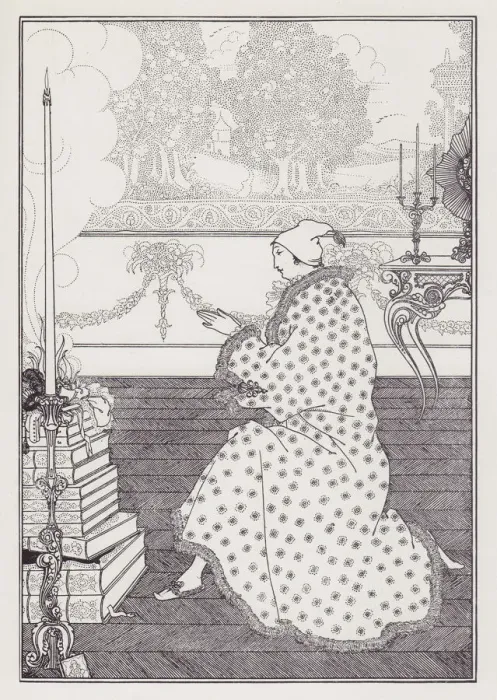 Framed Print : The Barons Prayer, 1895-1896. Creator: Aubrey Beardsley Framed Print : The Barons Prayer, 1895-1896. Creator: Aubrey Beardsley