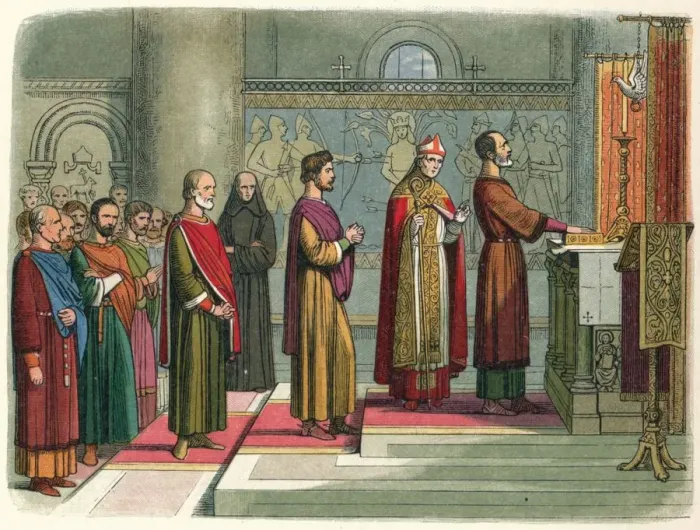 Framed Print : The barons swear to achieve their liberties, 1214 (1864). Artist: James William Edmund Doyle