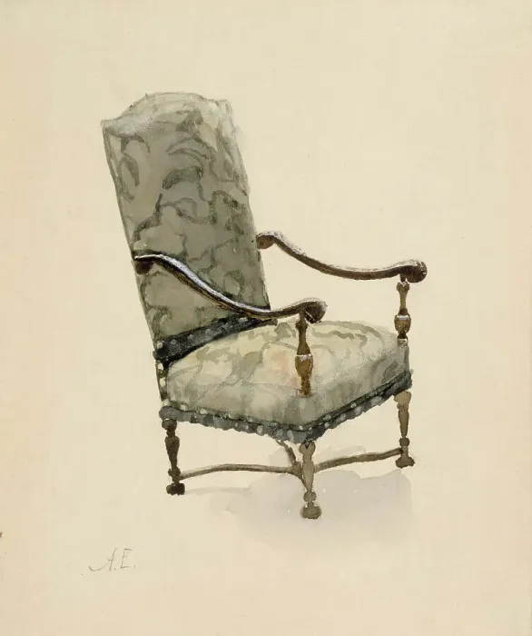 Framed Print : Baroque armchair, c1890s. Creator: Albert Edelfelt Framed Print : Baroque armchair, c1890s. Creator: Albert Edelfelt