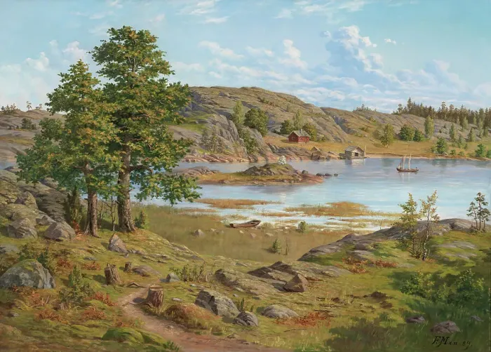 Framed Print : Barösund, 1889. Creator: Frans Maexmontan Framed Print : Barösund, 1889. Creator: Frans Maexmontan