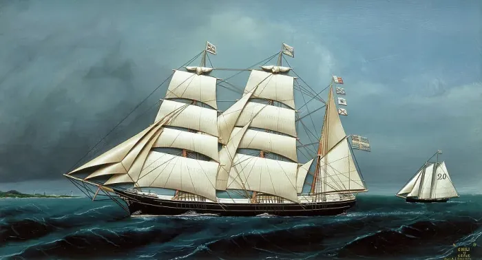Framed Print : Barque Chili, 1877. Creator: Carolus Ludovicus Weyts Framed Print : Barque Chili, 1877. Creator: Carolus Ludovicus Weyts