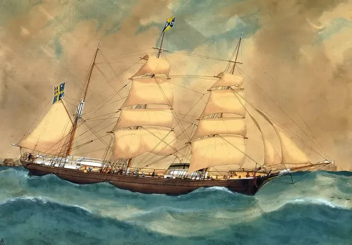 Framed Print : The barque Levant, 1875. Creator: George Frederick Gregory Framed Print : The barque Levant, 1875. Creator: George Frederick Gregory