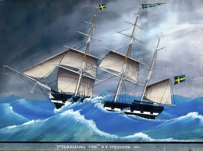 Framed Print : The barque Wilhelmina, c1844. Creator: Unknown Framed Print : The barque Wilhelmina, c1844. Creator: Unknown