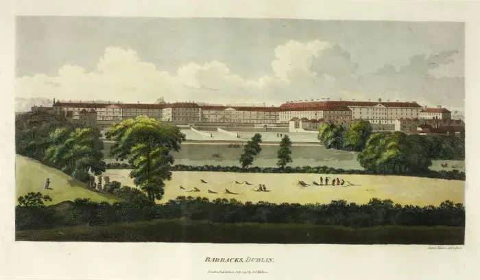 Framed Print : Barracks, Dublin, published July 1795. Creator: James Malton Framed Print : Barracks, Dublin, published July 1795. Creator: James Malton