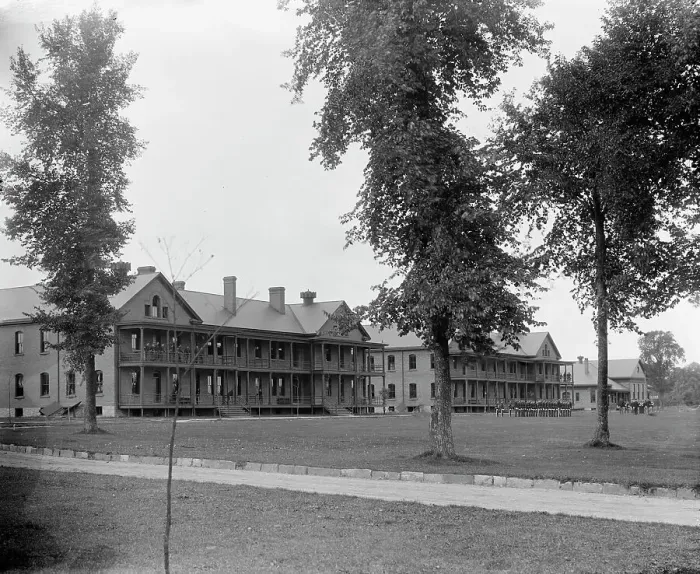 Framed Print : The Barracks, Fort Brady, Sault Ste. Marie, Mich. between 1900 and 1910. Creator: Unknown Framed Print : The Barracks, Fort Brady, Sault Ste. Marie, Mich. between 1900 and 1910. Creator: Unknown
