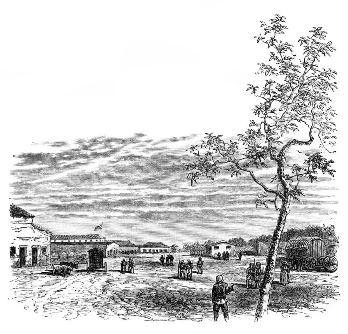 Framed Print : The Barracks at Meerut, India, c1850s, (1888) Framed Print : The Barracks at Meerut, India, c1850s, (1888)